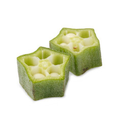 pod of okra, also known as lady finger or gumbo isolated on a white background