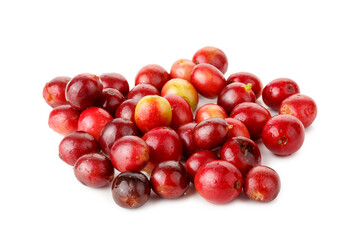 A pile of Red Coffee Cherry isolated on a white background
