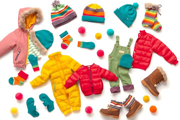 Colorful winter outfits for children