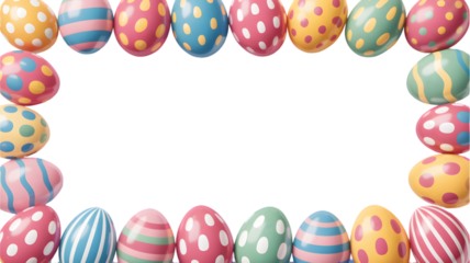Easter sunday celebration with colorful decorated eggs isolated on transparent background