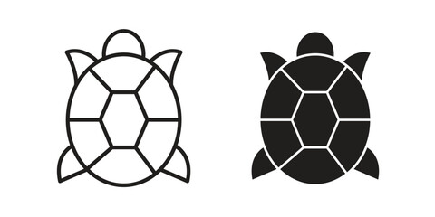 Obraz premium Turtle icons set designed in filled, outline, line and stroke style