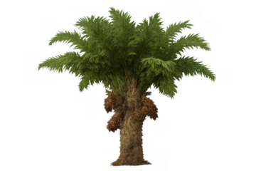 Tropical palm tree growing dates, representing summer, vacation, and exotic paradise, isolated with a transparent background