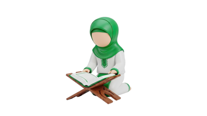 Child reading Quran on a stand