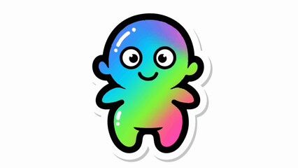 Obraz premium Cute, round character with big eyes and smiling face, featuring a vibrant rainbow gradient