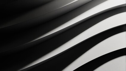 Obraz premium Abstract grayscale image of smooth, curved, layered shapes with shadows