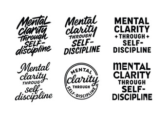 Obraz premium Artistic Lettering Grid. Mental clarity through self-discipline. Set lettering. harmonious lettering variations of the same emblematic concept, each with