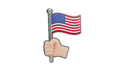 3D Hand Holding American Flag