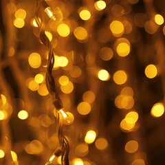 Fototapeta premium Close-Up of Warm Yellow String Lights
