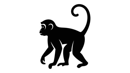 Obraz premium Black silhouette of a monkey walking.