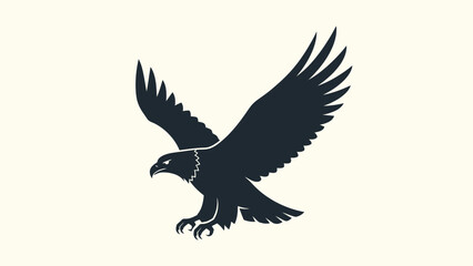 Fototapeta premium Black silhouette of an eagle flying.