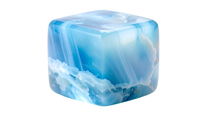 Obraz premium A semi-transparent cube with swirling blue and white patterns