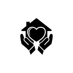 Hands Holding House with Heart Icon, Healthcare, Care and Charity Concept on White Background