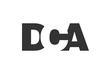 DCA logo design. Initial letter D C A bold font style for tech startups, consulting, corporate branding. Creative company name, headlines typography identity, trendy logotype.