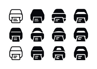 Shipping Printer Icons. Shipping label printer. Icon set. Set Logo of shipping label printer: thermal print head. harmonious logo variations of the same