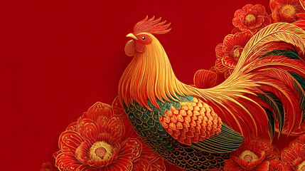 rooster on red backgrounds