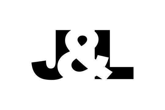 JL logo design in bold style. Black white identity symbol. Modern typography emblem. Corporate branding icon.