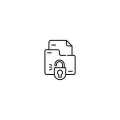 File security icon, Secure digital folder Symbol Outline icon Transparent background Editable Stroke