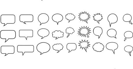 A diverse collection of speech bubble and thought bubble elements for communication design