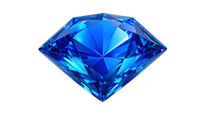 Detailed rendering of a faceted, brilliant-cut, sapphire gemstone on black