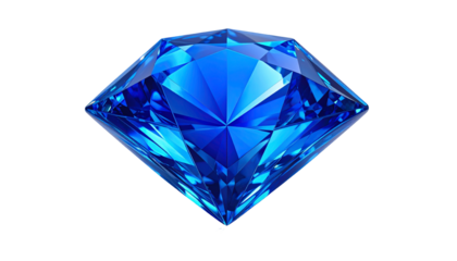 Detailed rendering of a faceted, brilliant-cut, sapphire gemstone on black