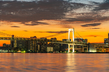 日本　東京都心の夕景　黄昏時