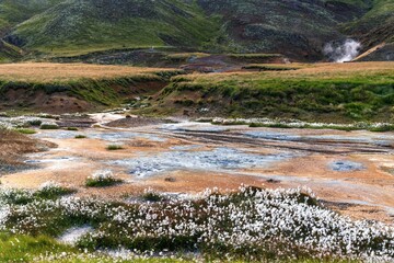 Fototapeta premium view of the Seltun Geothermal Area on the Reykjanes Peninsula of southwestern Iceland