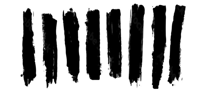 Set of black and white ink splashes with grunge brush strokes and icicle patterns creating a cold winter nature design vector illustration