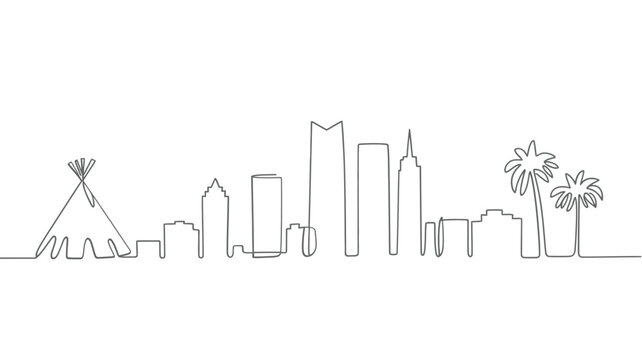 City skyline with teepee and modern buildings illustration