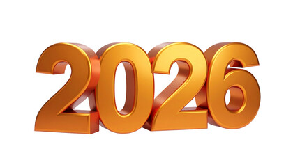 3D rendered, golden digits form the year 2026 on black background