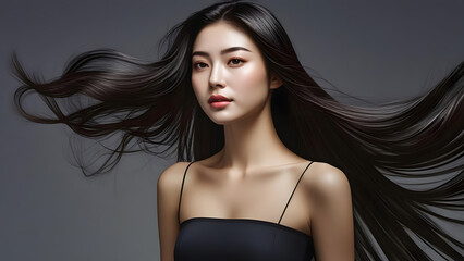 Naklejka premium Woman with hair