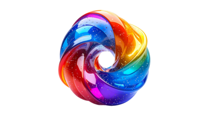 3D rainbow torus with sparkling highlights, isolated on black