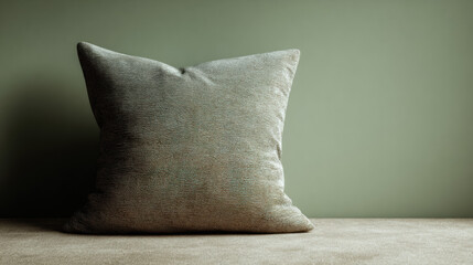 Cozy Olive Green Cushion on Muted Background for Home Decor