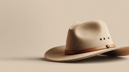 Elegant Wide Brim Beige Hat on Soft Background in High Fidelity