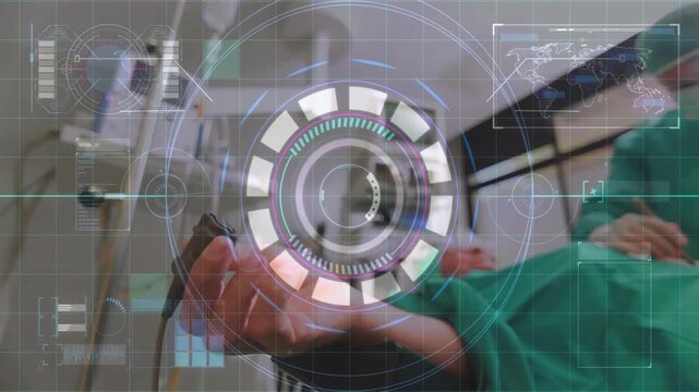 Using medical technology interface, healthcare professional operating equipment