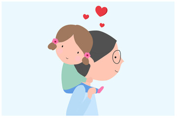 loving father and daugher vector illustration