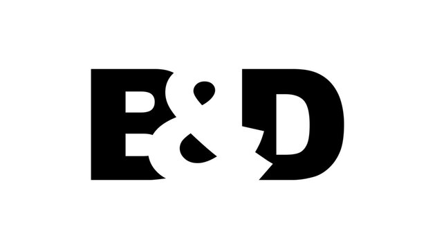 BD logo design in bold style. Black white identity symbol. Modern typography emblem. Corporate branding icon.