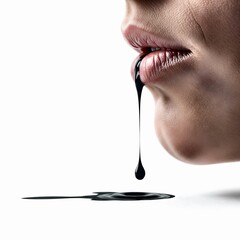 Ink drop falling from a lip the misstep