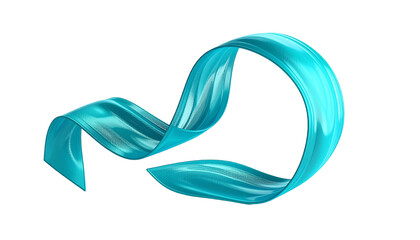 Vibrant teal ribbon floating against a black backdrop, fluid and elegant