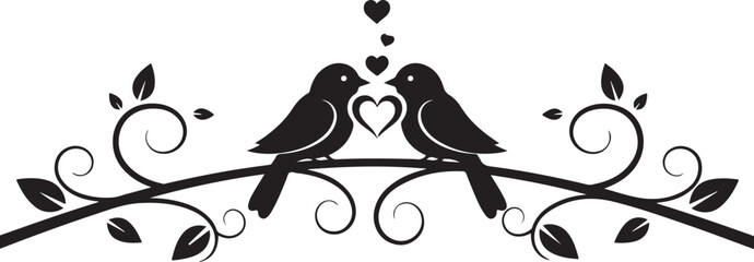 Love Birds Silhouette Icon Vector