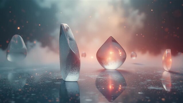 Ethereal Crystal Formations in Mystical Atmosphere with Soft Glows