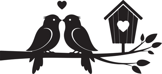 Love Birds Silhouette Icon Vector