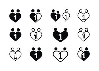 Relationship Milestone Icons. Personal milestones in relationships and family. Icon set. Set Logo of personal milestones in relationships and family: