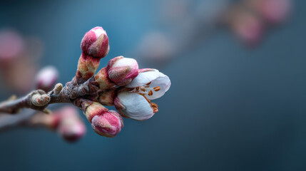 Delicate Spring Flower Buds in Macro Focus Against Soft Background