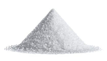 A pile of fine white granules against a black background