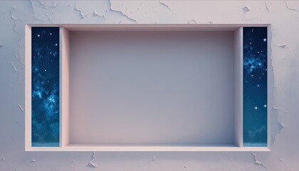 Modern rectangular window with starry night sky view