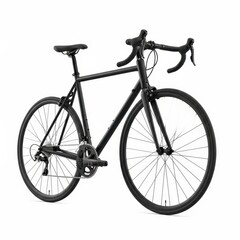 Fototapeta premium Black bicycle with thin tires on isolated white background for cycling sports