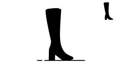 women's Leather Boots symbol, black isolated silhouette