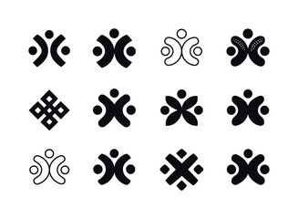 Cultural Diversity Emblems. Cultural diversity. Icon set. Set Logo of cultural diversity: cultural patterns mosaic. harmonious logo variations of the same