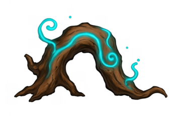 Glowing wood element showing mystical magic power