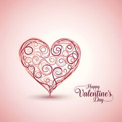 Valentine's day heart design with swirling patterns